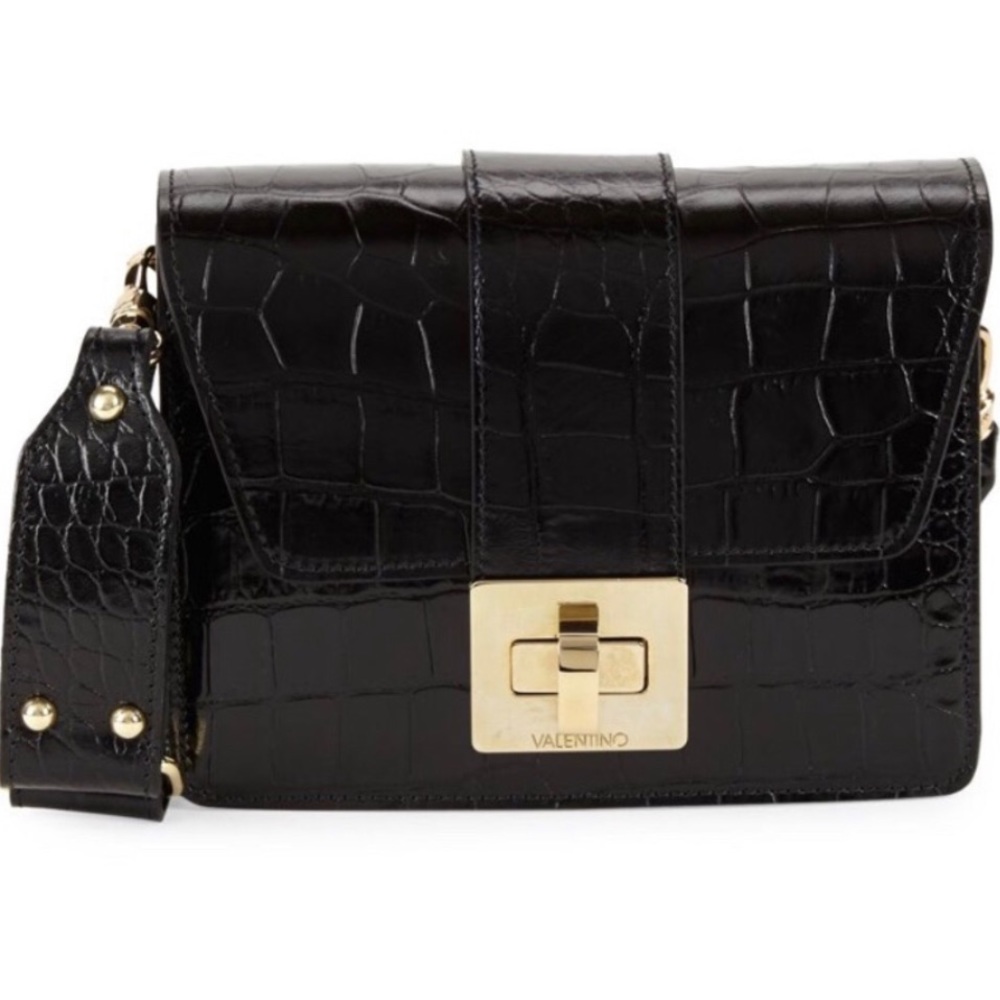 Valentino Black Crossbody Bag with Gold Accents